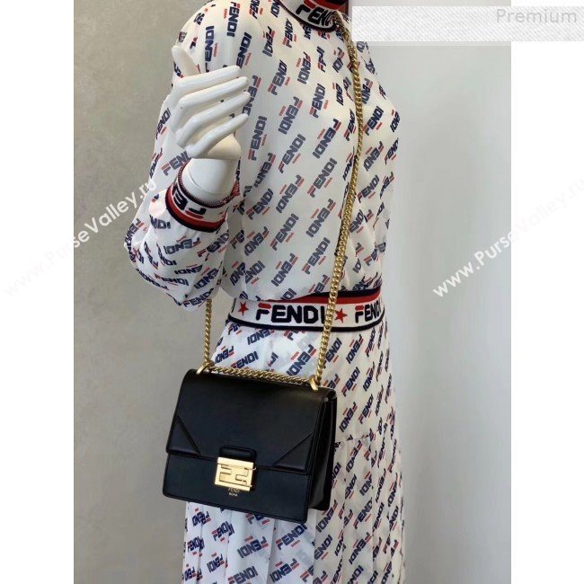 Fendi Kan U Small Matte Calfskin Embossed Corners Flap Bag Black 2019 (Top Quality) (CL-9072977)