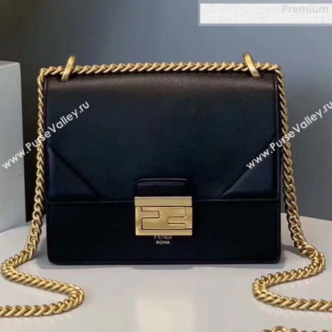 Fendi Kan U Small Matte Calfskin Embossed Corners Flap Bag Black 2019 (Top Quality) (CL-9072977)