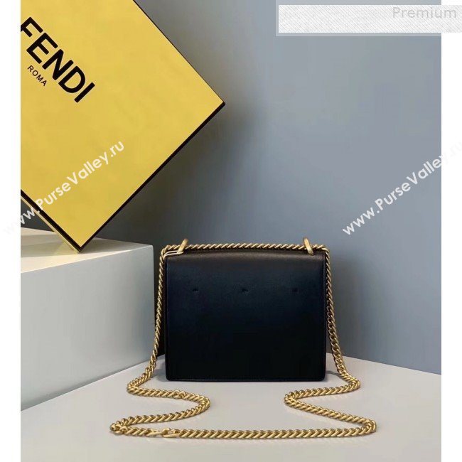 Fendi Kan U Small Matte Calfskin Embossed Corners Flap Bag Black 2019 (Top Quality) (CL-9072977)