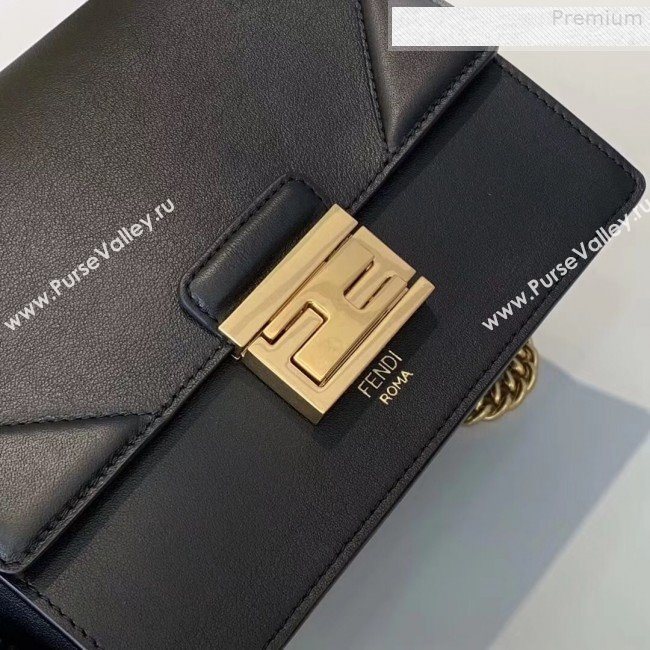 Fendi Kan U Small Matte Calfskin Embossed Corners Flap Bag Black 2019 (Top Quality) (CL-9072977)