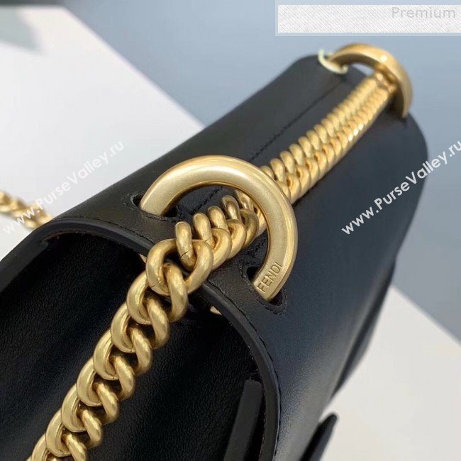 Fendi Kan U Small Matte Calfskin Embossed Corners Flap Bag Black 2019 (Top Quality) (CL-9072977)