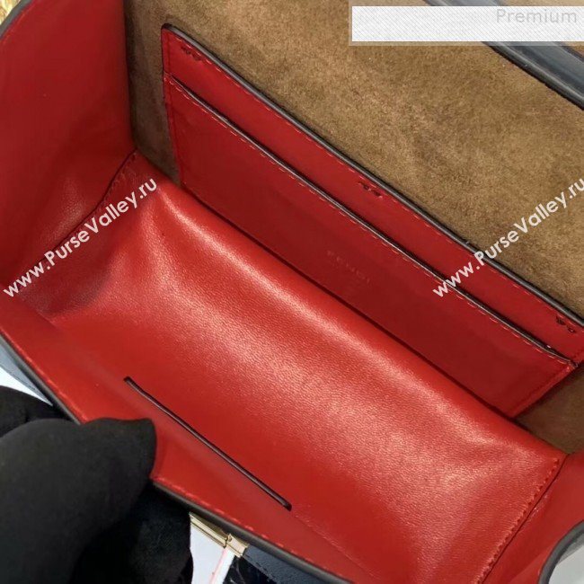 Fendi Kan U Small Matte Calfskin Embossed Corners Flap Bag Black 2019 (Top Quality) (CL-9072977)