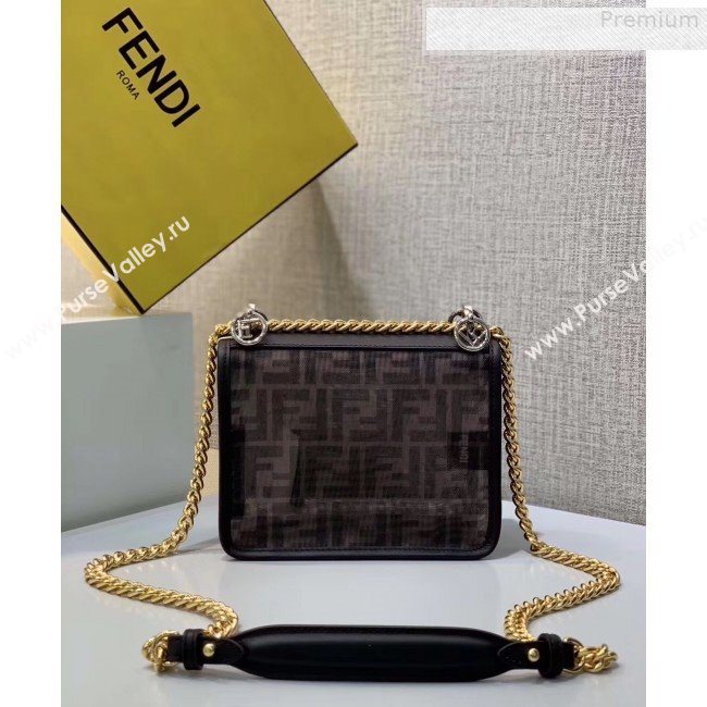 Fendi Kan I F Small FF Mesh Flap Shoulder Bag Brown/Black 2019 (CL-9072981)