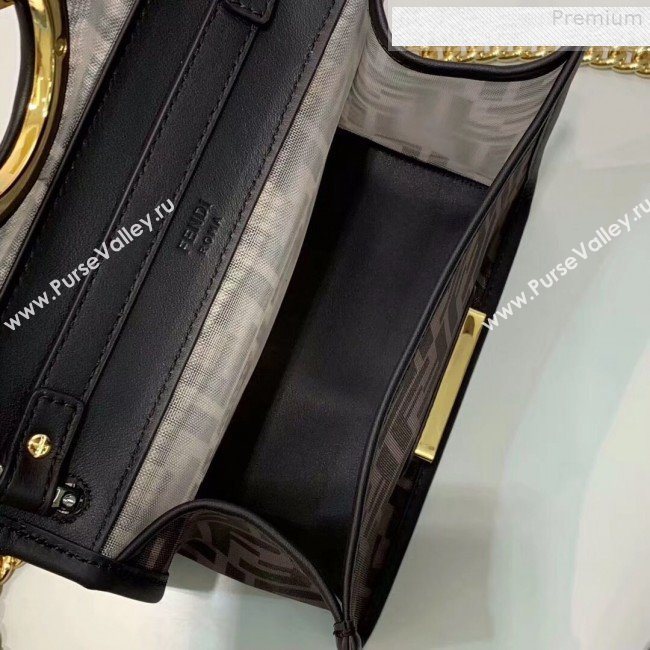 Fendi Kan I F Small FF Mesh Flap Shoulder Bag Brown/Black 2019 (CL-9072981)