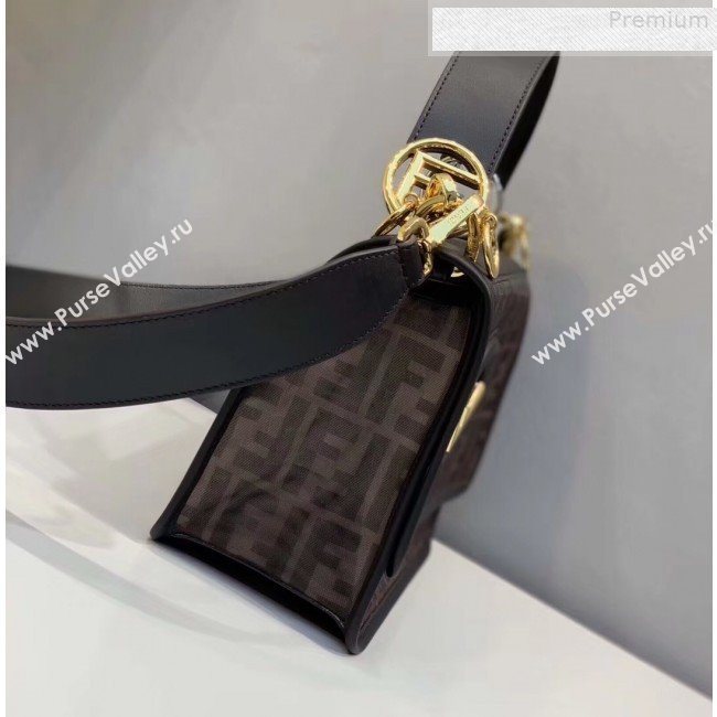 Fendi Kan I F Medium FF Mesh Flap Shoulder Bag Brown/Black 2019 (CL-9072982)