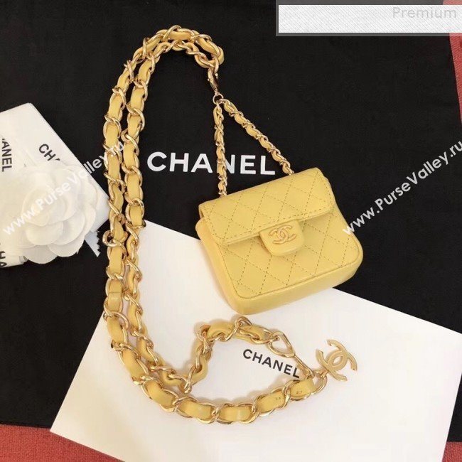Chanel Quilting Lambskin Super Mini Waist Bag Yellow 2019 (AFEI-9073035)