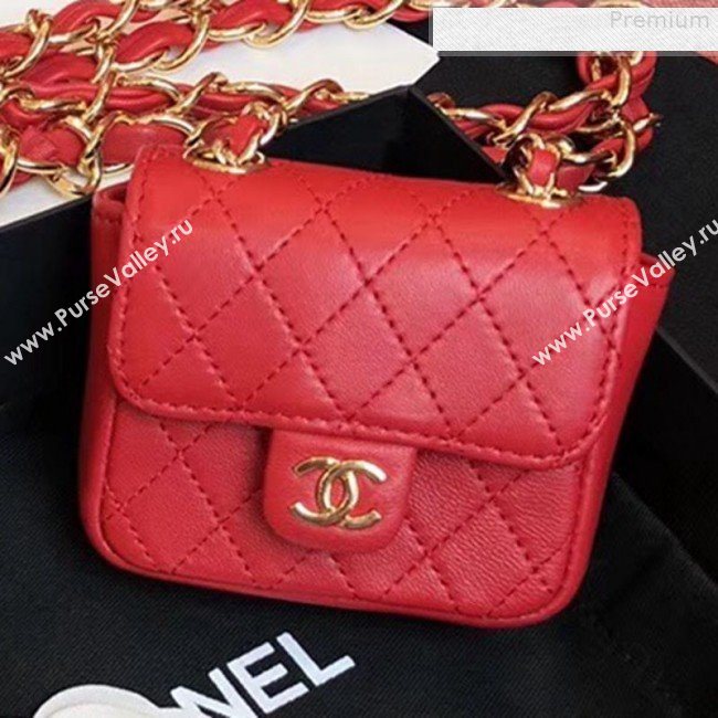 Chanel Quilting Lambskin Super Mini Waist Bag Red 2019 (AFEI-9073034)