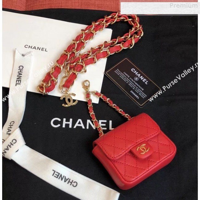 Chanel Quilting Lambskin Super Mini Waist Bag Red 2019 (AFEI-9073034)