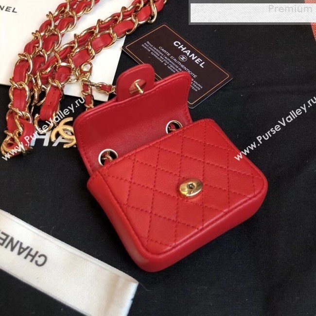 Chanel Quilting Lambskin Super Mini Waist Bag Red 2019 (AFEI-9073034)