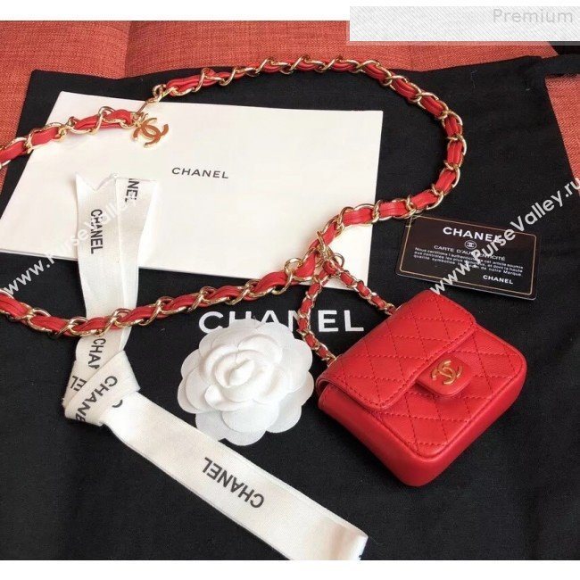 Chanel Quilting Lambskin Super Mini Waist Bag Red 2019 (AFEI-9073034)