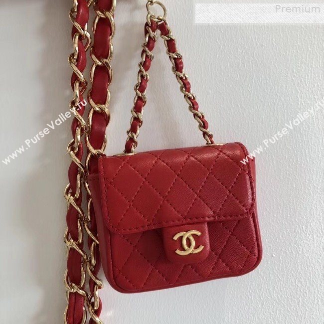 Chanel Quilting Lambskin Super Mini Waist Bag Red 2019 (AFEI-9073034)