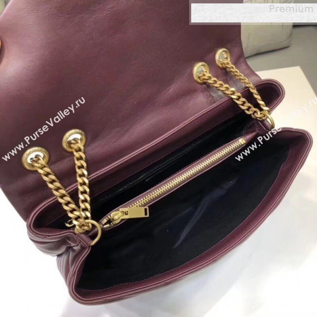 Saint Laurent Loulou Large Shoulder Bag in "Y" Calfskin 459749 Burgundy (B-9080528)