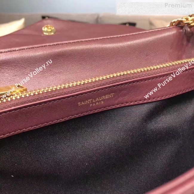 Saint Laurent Loulou Large Shoulder Bag in "Y" Calfskin 459749 Burgundy (B-9080528)