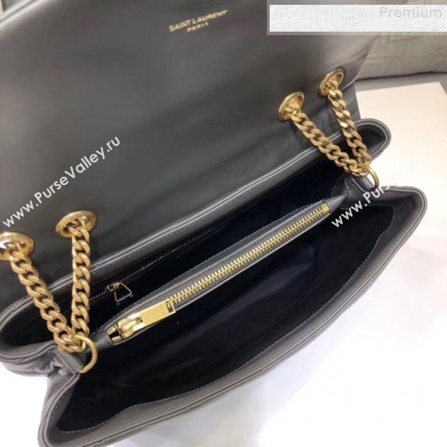 Saint Laurent Loulou Large Shoulder Bag in "Y" Calfskin 459749 Dark Grey (B-9080529)