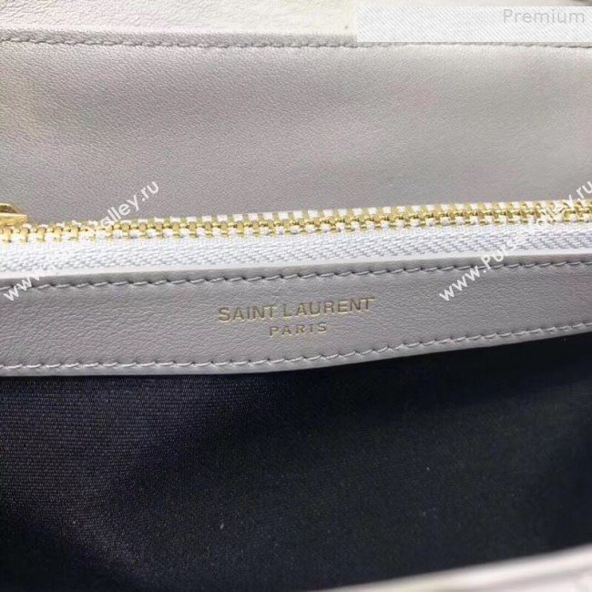 Saint Laurent Loulou Large Shoulder Bag in "Y" Calfskin 459749 Light Grey (B-9080530)