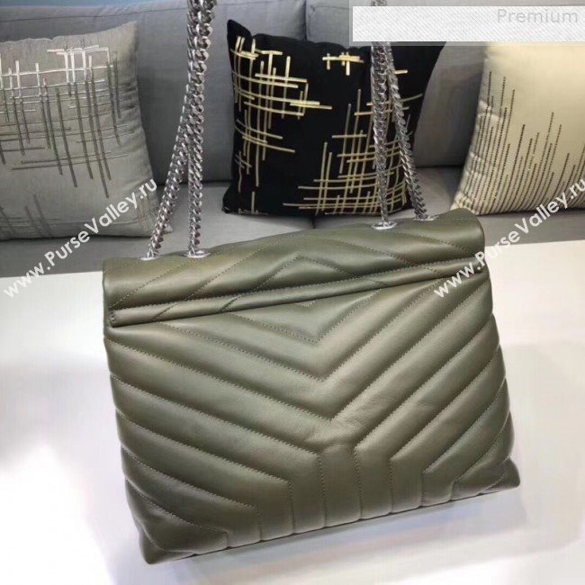 Saint Laurent Loulou Large Shoulder Bag in "Y" Calfskin 459749 Light Green (B-9080531)