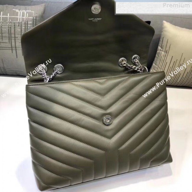 Saint Laurent Loulou Large Shoulder Bag in "Y" Calfskin 459749 Light Green (B-9080531)