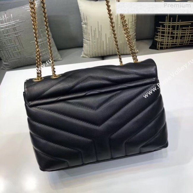 Saint Laurent Loulou Medium Shoulder Bag in "Y" Calfskin 464676 Black/Gold (B-9080521)