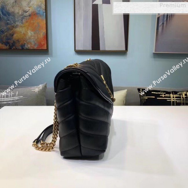 Saint Laurent Loulou Medium Shoulder Bag in "Y" Calfskin 464676 Black/Gold (B-9080521)