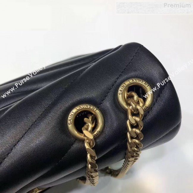 Saint Laurent Loulou Medium Shoulder Bag in "Y" Calfskin 464676 Black/Gold (B-9080521)