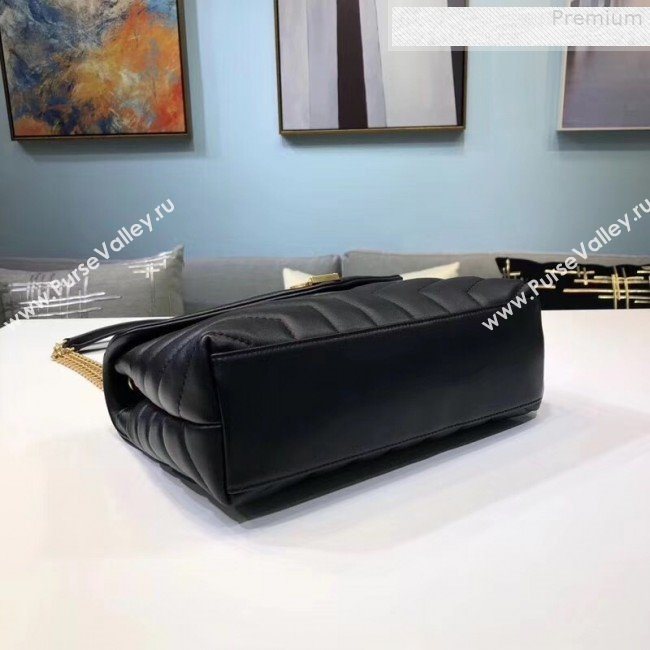 Saint Laurent Loulou Medium Shoulder Bag in "Y" Calfskin 464676 Black/Gold (B-9080521)