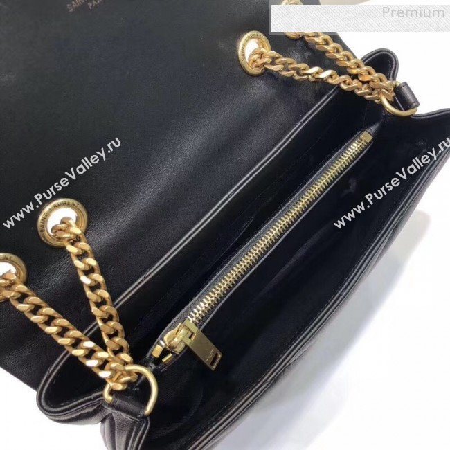 Saint Laurent Loulou Medium Shoulder Bag in "Y" Calfskin 464676 Black/Gold (B-9080521)