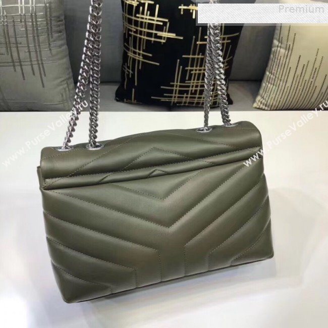 Saint Laurent Loulou Medium Shoulder Bag in "Y" Calfskin 464676 Green (B-9080523)