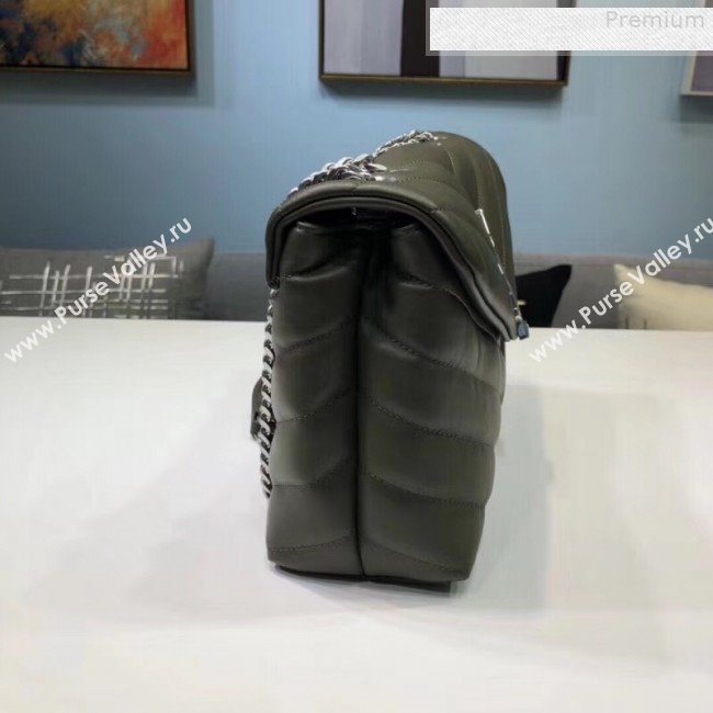 Saint Laurent Loulou Medium Shoulder Bag in "Y" Calfskin 464676 Green (B-9080523)