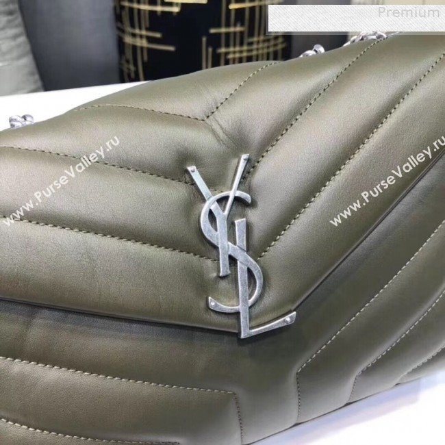 Saint Laurent Loulou Medium Shoulder Bag in "Y" Calfskin 464676 Green (B-9080523)