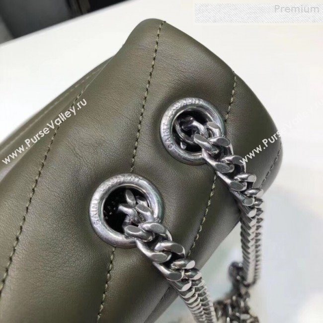 Saint Laurent Loulou Medium Shoulder Bag in "Y" Calfskin 464676 Green (B-9080523)