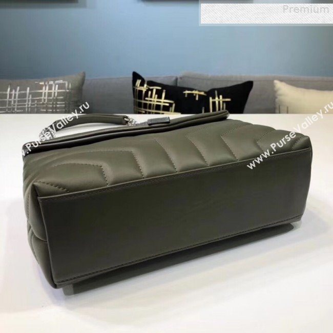 Saint Laurent Loulou Medium Shoulder Bag in "Y" Calfskin 464676 Green (B-9080523)