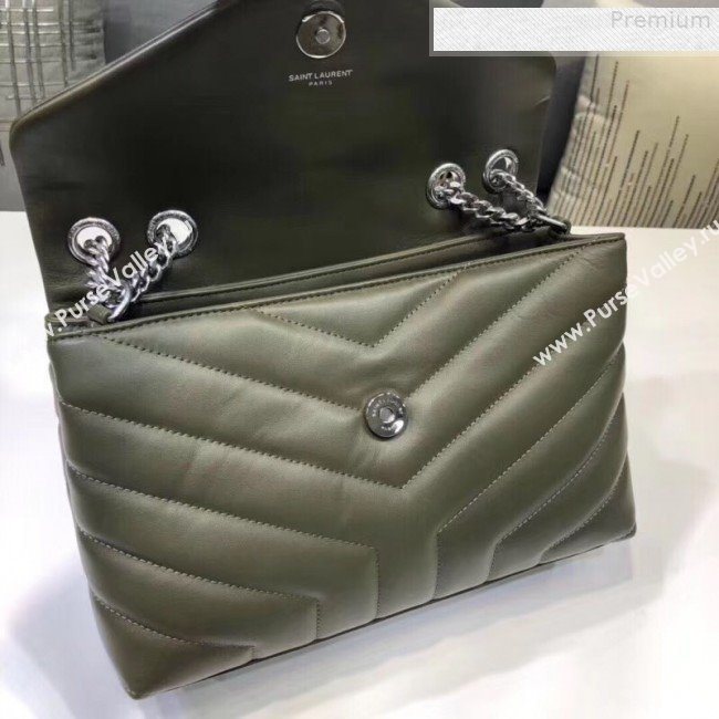 Saint Laurent Loulou Medium Shoulder Bag in "Y" Calfskin 464676 Green (B-9080523)
