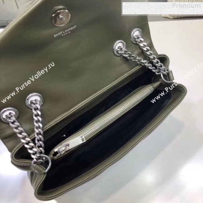 Saint Laurent Loulou Medium Shoulder Bag in "Y" Calfskin 464676 Green (B-9080523)