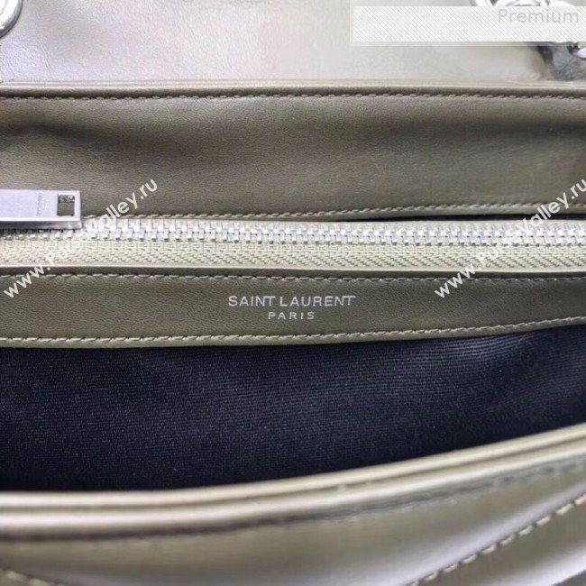 Saint Laurent Loulou Medium Shoulder Bag in "Y" Calfskin 464676 Green (B-9080523)