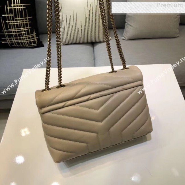 Saint Laurent Loulou Medium Shoulder Bag in "Y" Calfskin 464676 Beige (B-9080520)