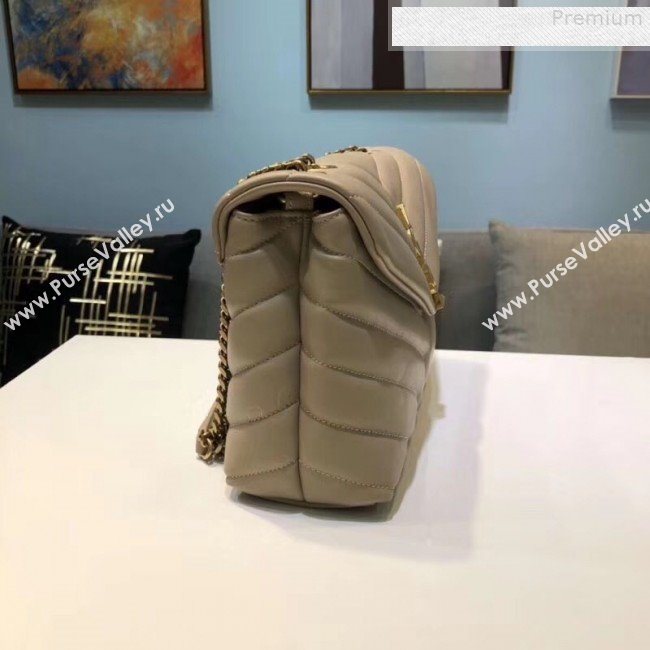 Saint Laurent Loulou Medium Shoulder Bag in "Y" Calfskin 464676 Beige (B-9080520)