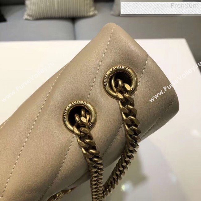 Saint Laurent Loulou Medium Shoulder Bag in "Y" Calfskin 464676 Beige (B-9080520)