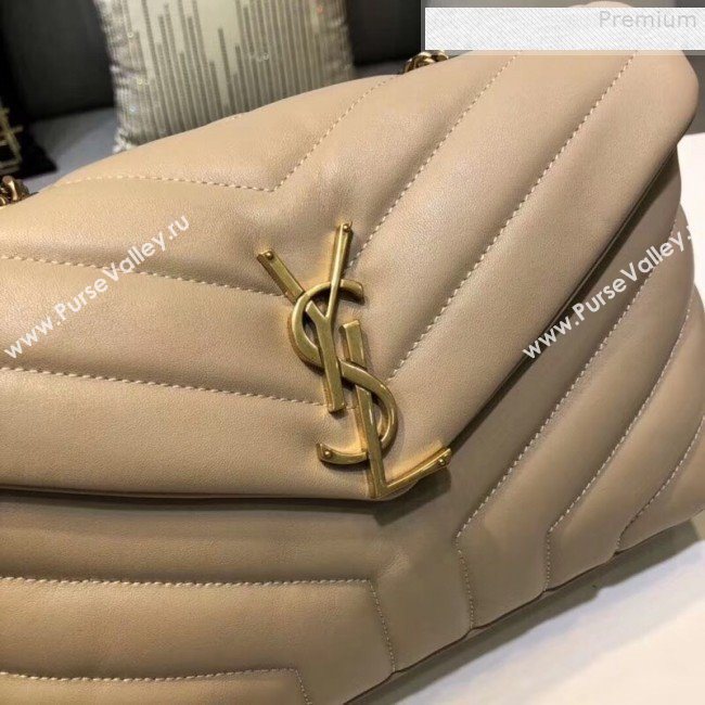Saint Laurent Loulou Medium Shoulder Bag in "Y" Calfskin 464676 Beige (B-9080520)