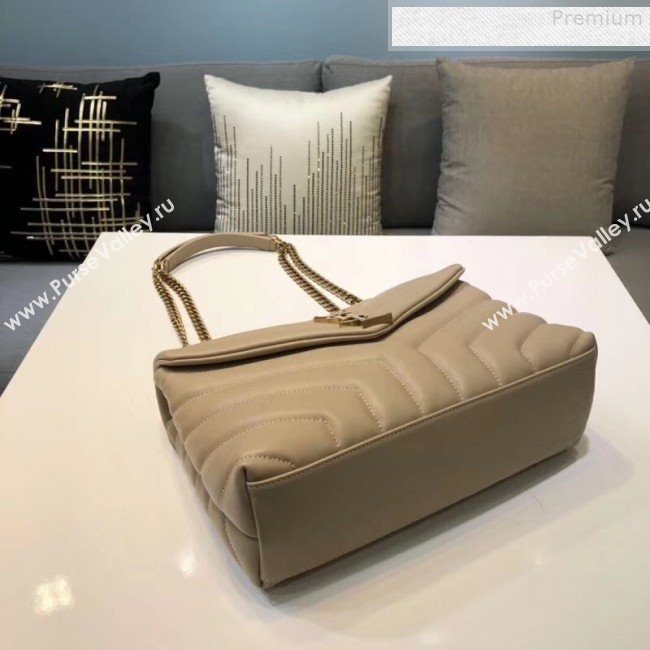 Saint Laurent Loulou Medium Shoulder Bag in "Y" Calfskin 464676 Beige (B-9080520)