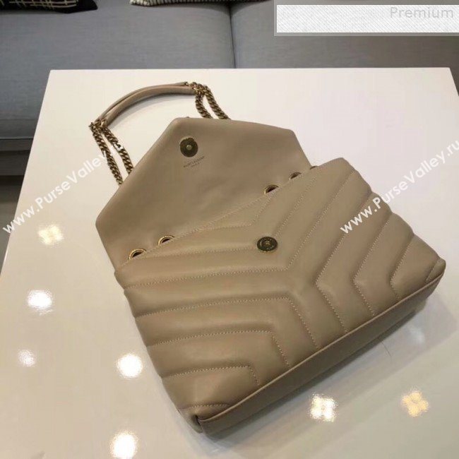Saint Laurent Loulou Medium Shoulder Bag in "Y" Calfskin 464676 Beige (B-9080520)