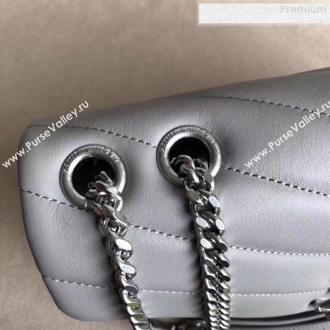 Saint Laurent Loulou Medium Shoulder Bag in "Y" Calfskin 464676 Light Grey (B-9080524)