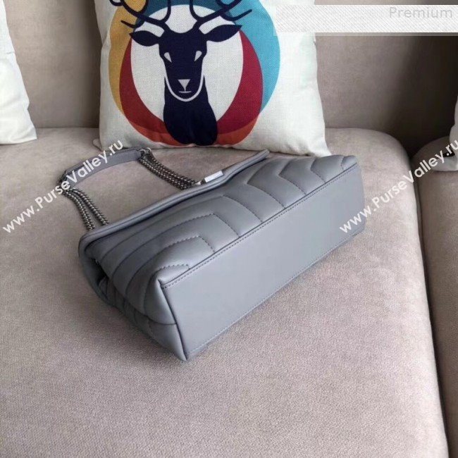 Saint Laurent Loulou Medium Shoulder Bag in "Y" Calfskin 464676 Light Grey (B-9080524)