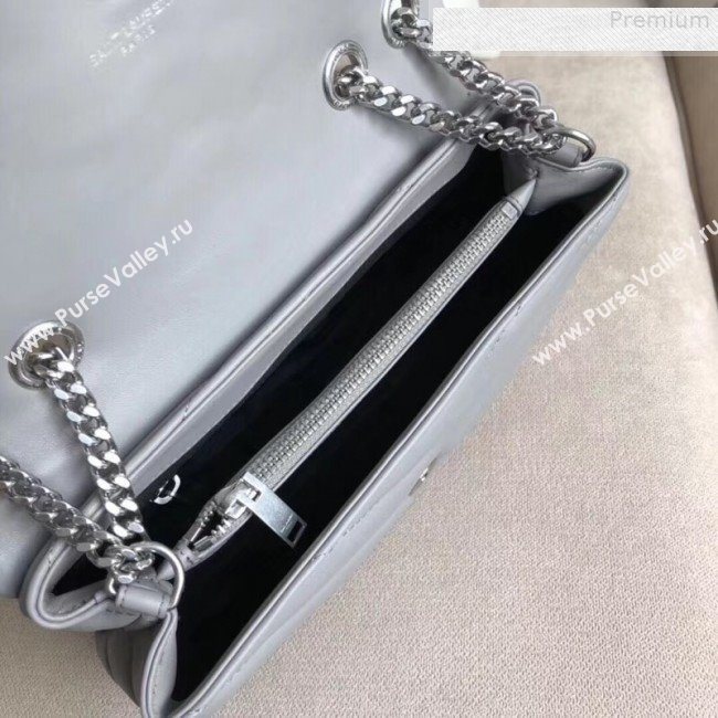 Saint Laurent Loulou Medium Shoulder Bag in "Y" Calfskin 464676 Light Grey (B-9080524)