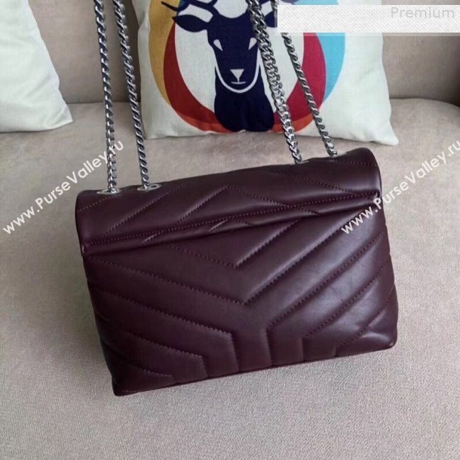 Saint Laurent Loulou Medium Shoulder Bag in "Y" Calfskin 464676 Burgundy (B-9080525)