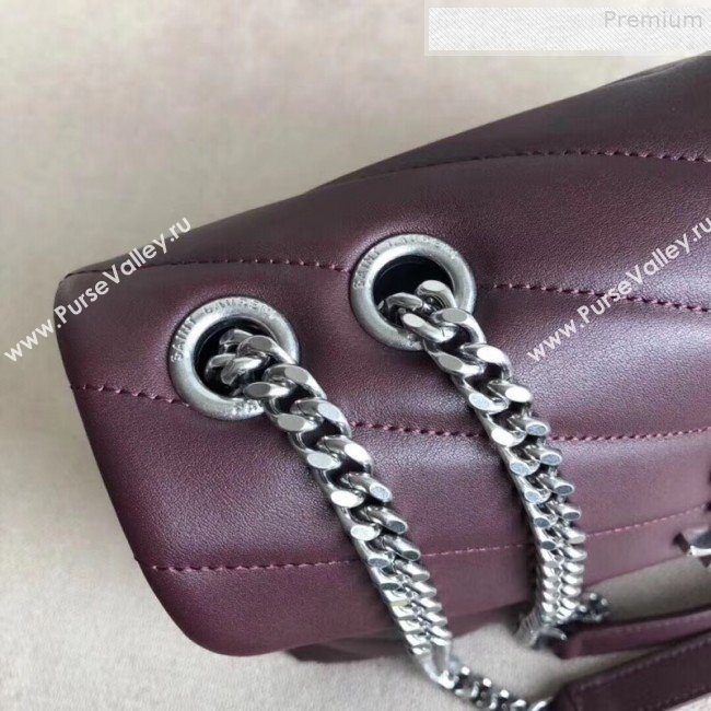 Saint Laurent Loulou Medium Shoulder Bag in "Y" Calfskin 464676 Burgundy (B-9080525)