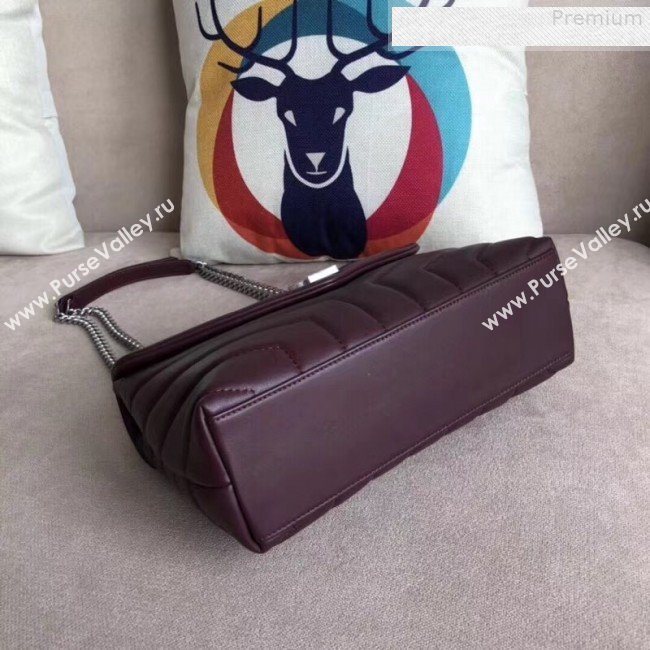 Saint Laurent Loulou Medium Shoulder Bag in "Y" Calfskin 464676 Burgundy (B-9080525)
