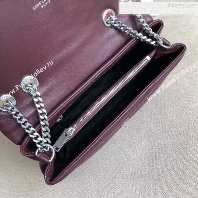 Saint Laurent Loulou Medium Shoulder Bag in "Y" Calfskin 464676 Burgundy (B-9080525)