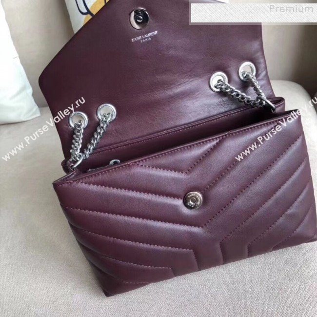Saint Laurent Loulou Medium Shoulder Bag in "Y" Calfskin 464676 Burgundy (B-9080525)