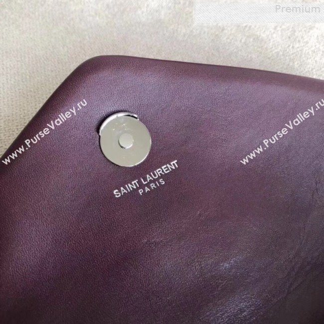 Saint Laurent Loulou Medium Shoulder Bag in "Y" Calfskin 464676 Burgundy (B-9080525)