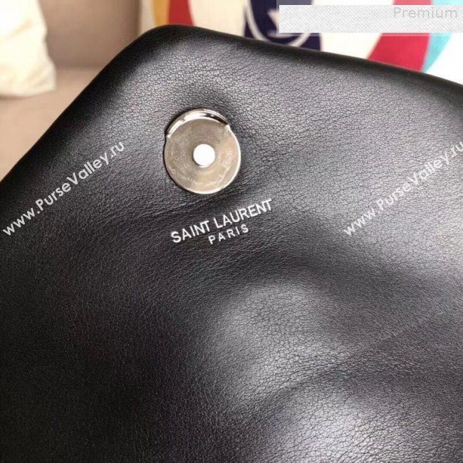 Saint Laurent Loulou Medium Shoulder Bag in "Y" Calfskin 464676 Black/Silver (B-9080522)